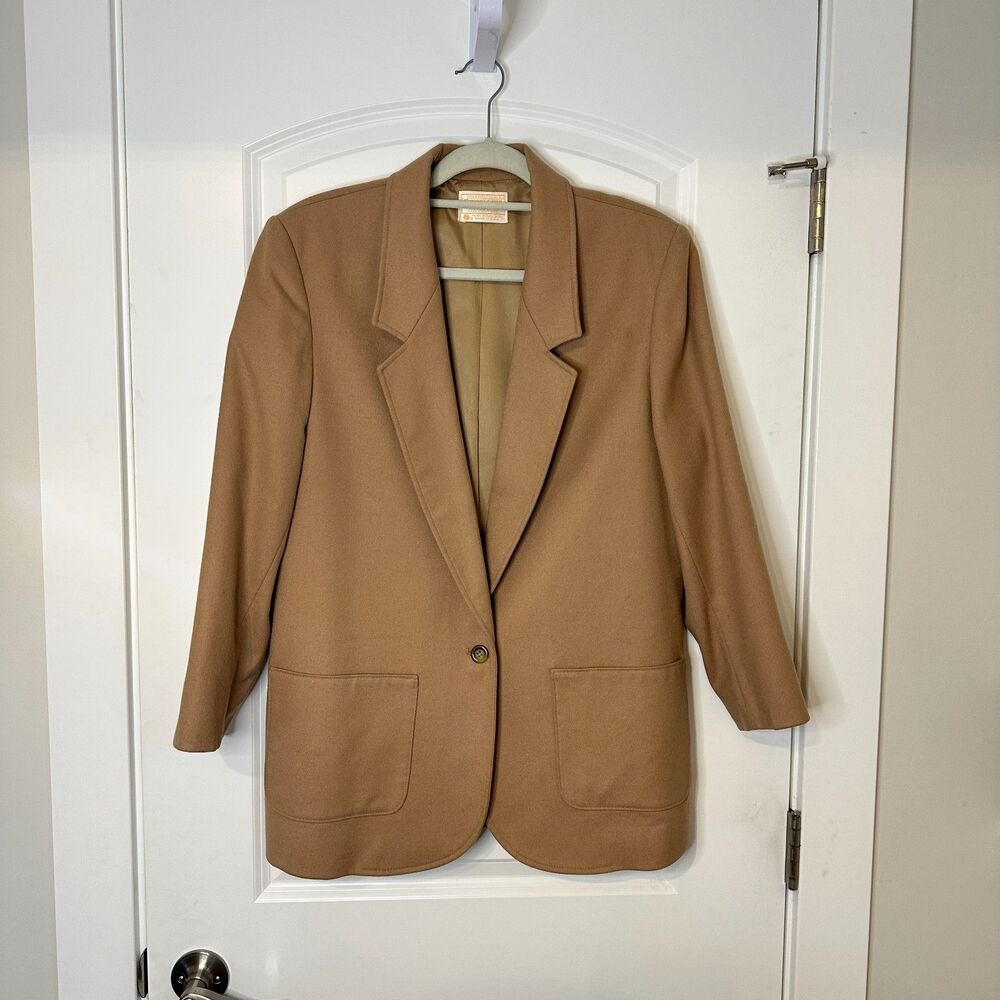 Vintage Pendleton Wool Blazer Camel Size 16 USA Old Money Quiet Luxury Classic